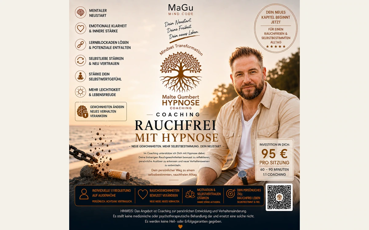 Gestaltete Payhip-Angebotsgrafik zum Rauchfrei-Coaching mit Malte Gumbert
