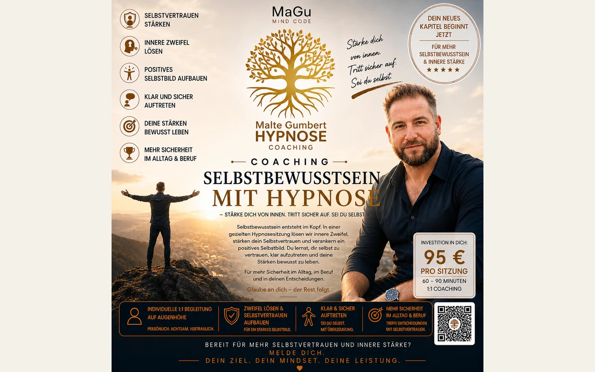 Gestaltete Payhip-Angebotsgrafik zum Selbstbewusstseins-Coaching mit Malte Gumbert
