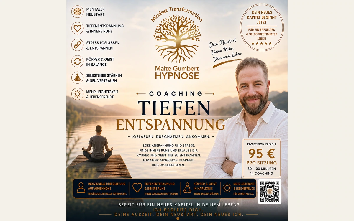 Gestaltete Payhip-Angebotsgrafik zur persönlichen Tiefenentspannung mit Malte Gumbert